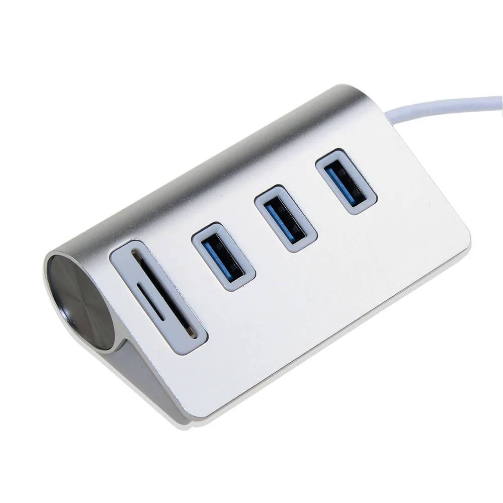 3 портовый алюминиевый концентратор USB 0 с кардридером для SD/TF карт