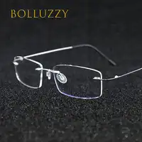 Rimless eyeglasses titanium oculos de sol glass optical men 1623 prescription classic spectacle business myopia trimming light