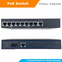 8 Portas 100 Mbps IEEE802.3af POE Switch/Injector Power over Ethernet Switch De Rede para Câmera IP VoIP Telefone AP dispositivos de 2 Up-link