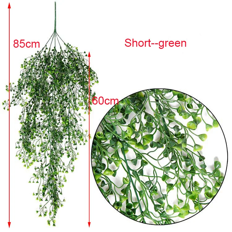 Искусственное растение пластиковое ротанговое подвесное растение искусственная Виноградная лоза листья домашний сад стены патио украшения поддельные растения - Цвет: short- green