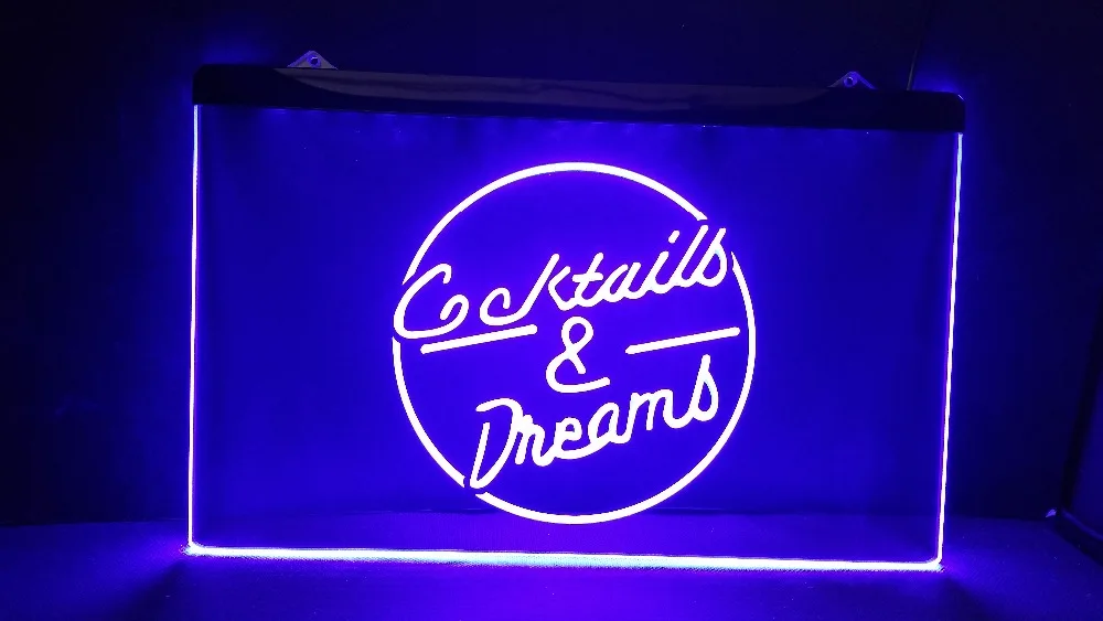 Cocktails & Dreams beer bar pub club 3d signs LED Neon Light Sign | Дом и сад
