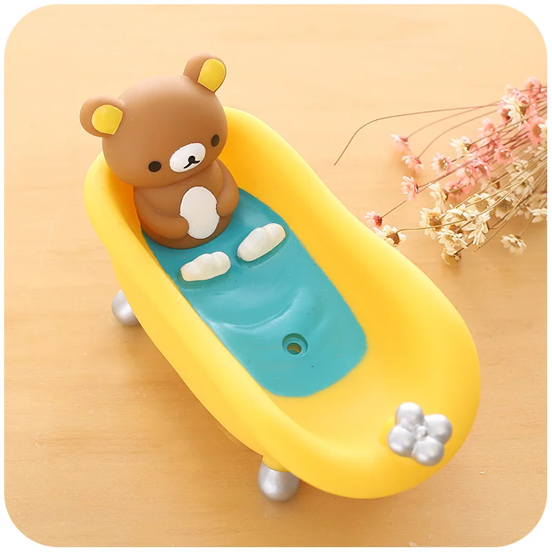 Милый мультяшный креативный Тоторо/Дораэмон/Стич/утка/желтый человек мыльница для ванны лоток мыльница детские игрушки для ванной - Цвет: Серебристый