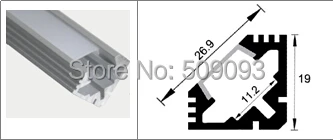 20 м/лот 1919 алюминиевый угловой контур для светодиодов с прозрачной/молочной крышкой для ширины до 11 мм Светодиодные полосы прямоугольный профиль