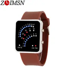 ZLIMSN Творческий веерообразные освещение для мужчин для женщин квадратный светодиодные часы силиконовые электронные часы модные часы