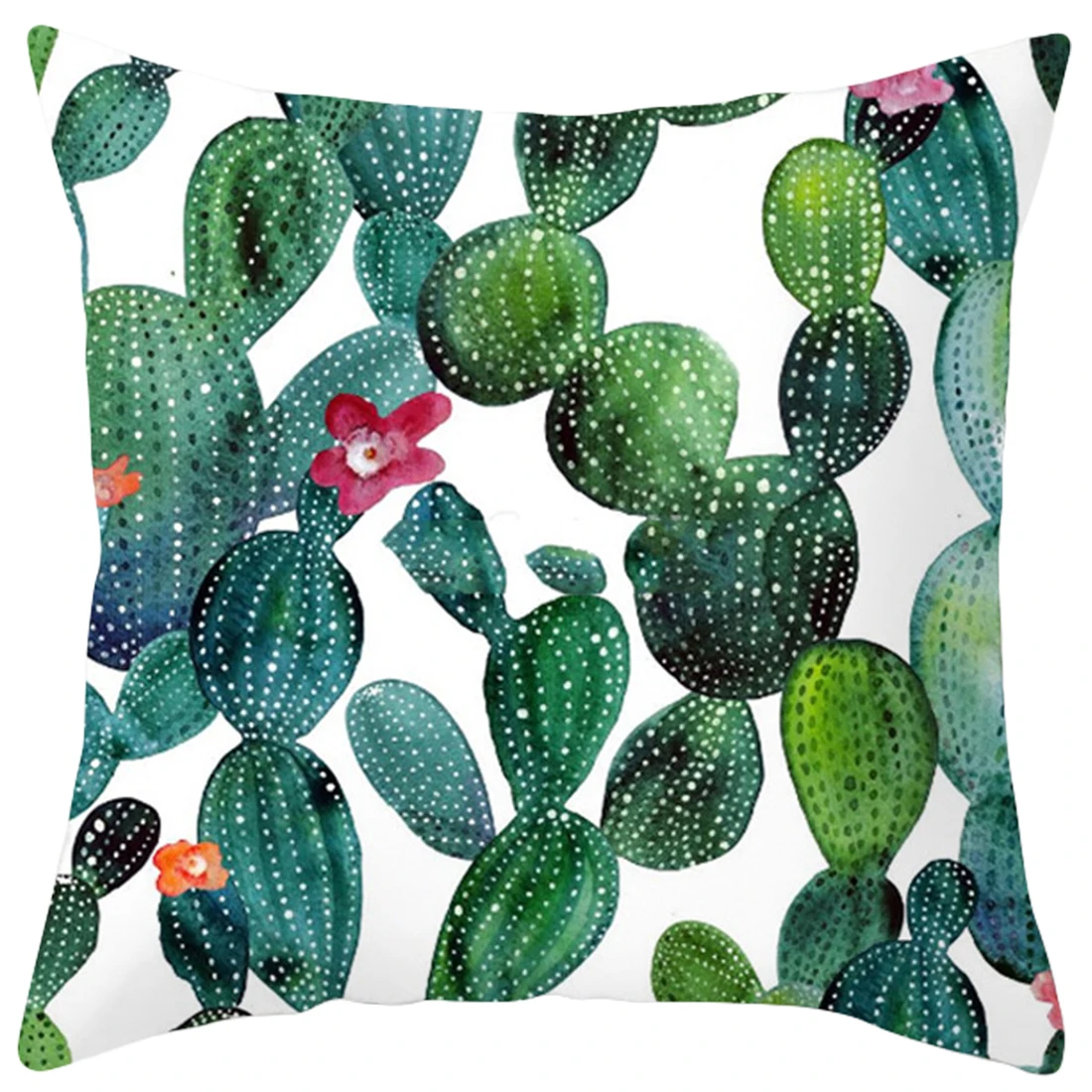 

Cactus Palm Leaf Green Leaves Tropical Plants Cushion Covers Hibiscus Flower Cushion Cover Decorative Beige Pillow Case