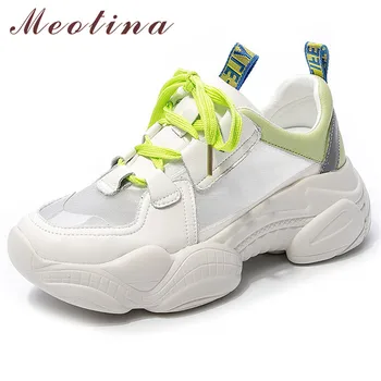 

Meotina Women Shoes Flats Sneakers Natural Genuine Leather Flat Platform Shoes Casual Mixed Colors Sport Shoes Female Size 35-39