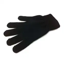 12 пар Зимнее волшебство перчатки смешанных волокон взрослых детей полный пять пальцами эластичный трикотажный подогреватель черный Цвет