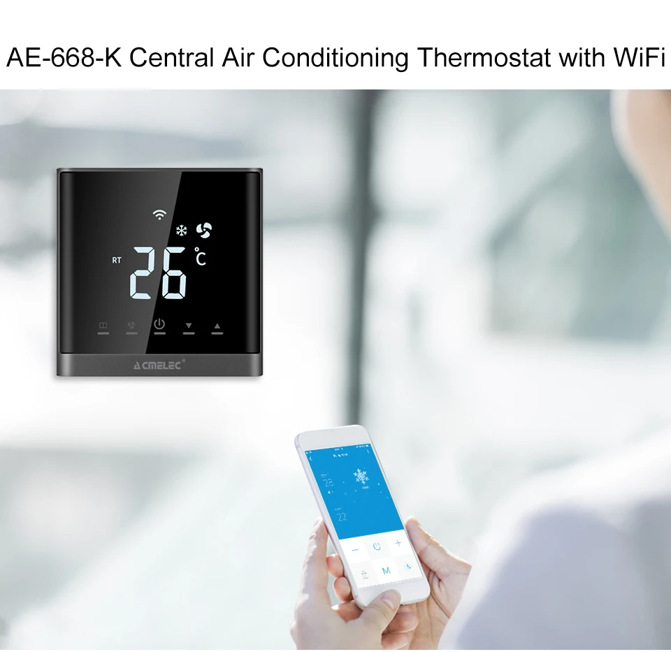 Регулятор температуры центральный кондиционер wifi термостат приложение контроль температуры AE-668-K сенсорный экран светодиодный