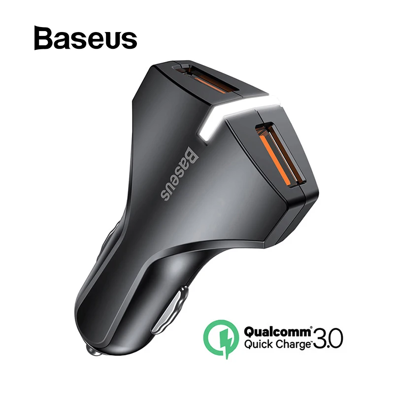Baseus شاحن سيارة سريعة تهمة 3.0 المزدوج USB للهاتف المحمول شاحن 2 منافذ USB شحن سريع لل فون X 8 سامسونج غالاكسي S8 s9