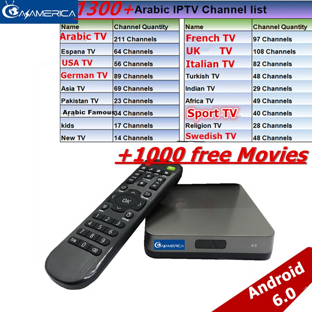 

Free Ship Azamerica UK IPTV Europe Arabic TV Box Free IPTV To Wacth 1100+ Arabic/Africa/French/Somali/Tunisia/Swedish/DE/USA TV