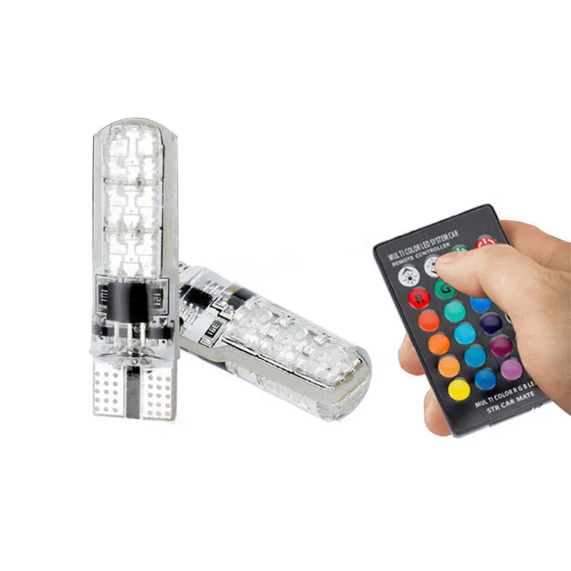 2 шт T10 W5W светодиодный светодиодные фары лампы RGB с дистанционным Управление 194 168