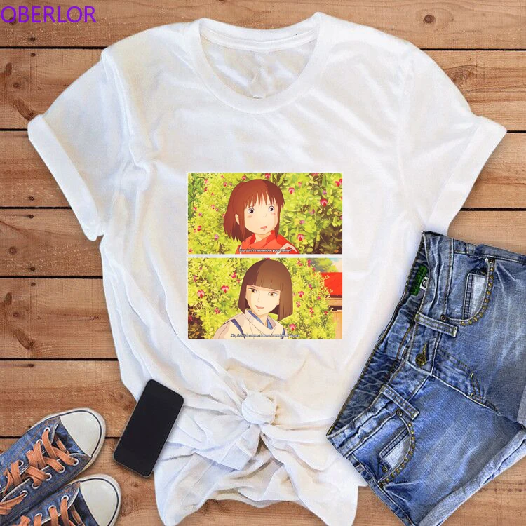 

Ghibli Hayao Miyazaki Totoro Spirited Away T Shirt Women Summer Lovely Print Harajuku Aesthetic Women Clothes 2019 Tumblr