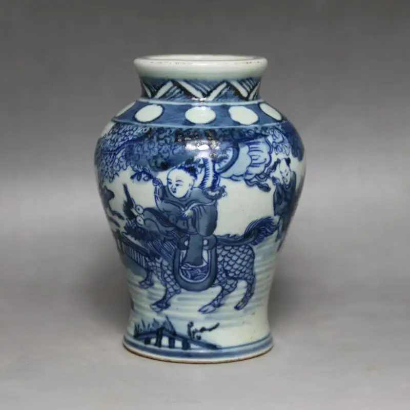 

Antique QingDynasty porcelain pot,blue Kirin send the child bottle,painted crafts,Decoration,Collection&Adornment,Free shipping