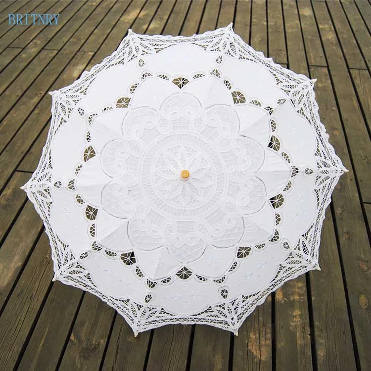 BRITNRY,, зонтик от солнца, хлопковый Свадебный зонтик, модный Кружевной Белый зонтик, дешевые свадебные аксессуары