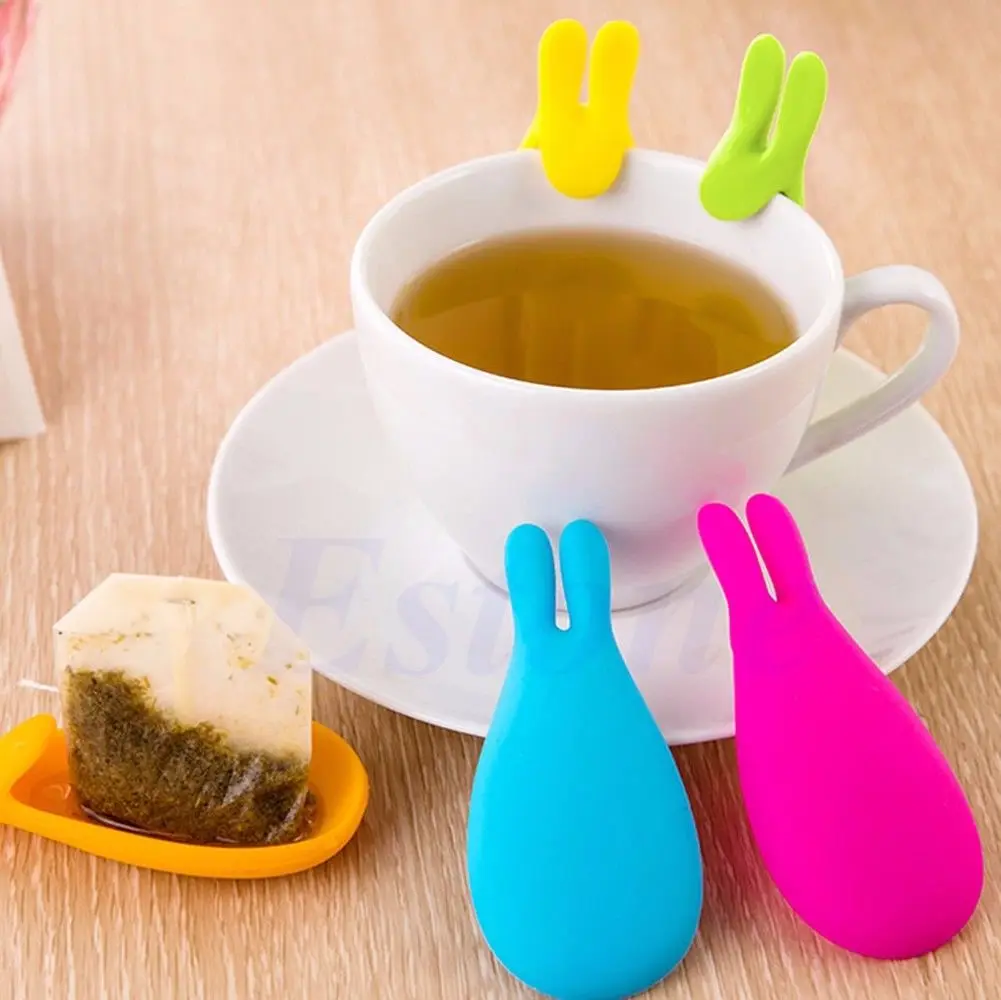 

Cute Rabbit Shape Tea Bag Silicone Gel Infuser Holder Colors Mug Filter