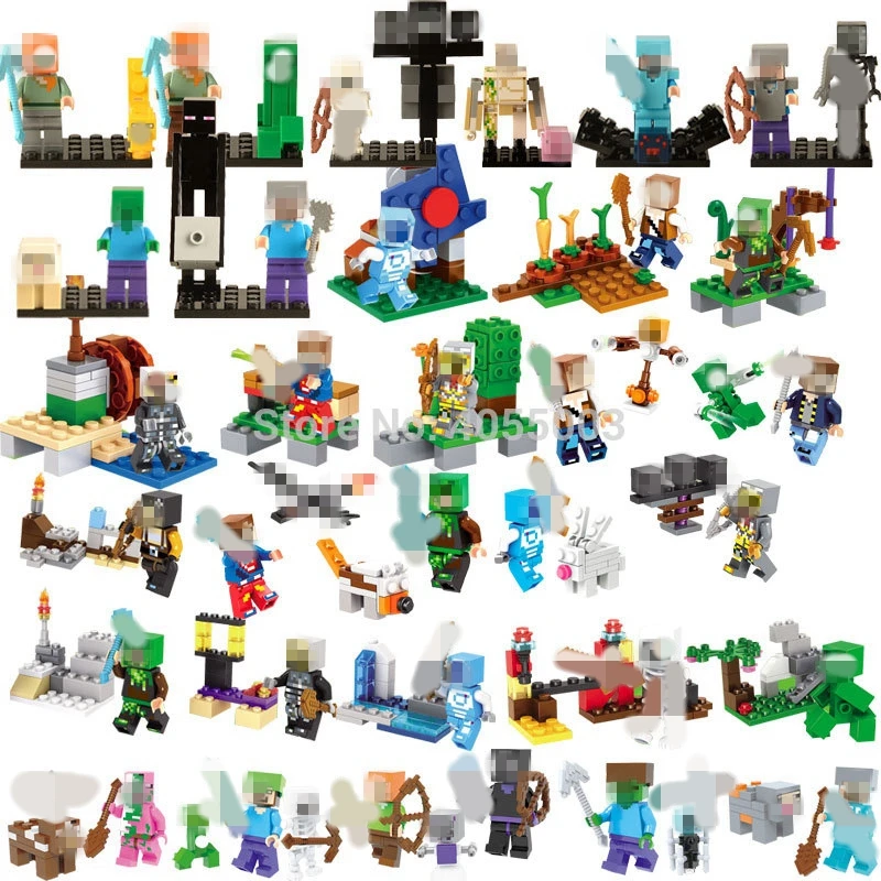 

Legoings Minecraft My World Zombie Steve Enderman Action Figures Building Block Compatible Legoing Weapon Toys Kid Birthday Gift