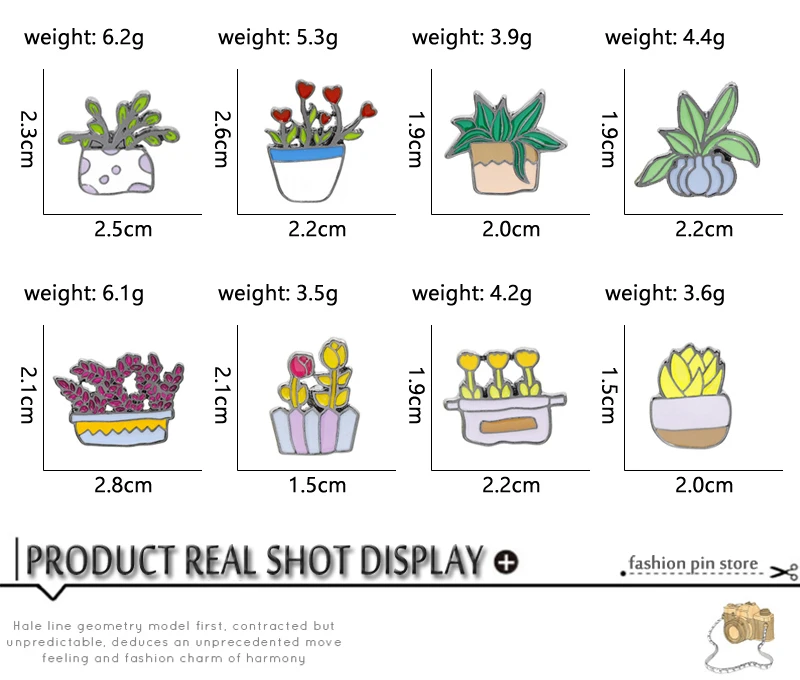 Мультфильм Горшечное растение Роза Цветок Трава лист кактус брошь, эмалированный штифт металлический значок Броши для женщин мужчин булавки сумки куртки ювелирные изделия