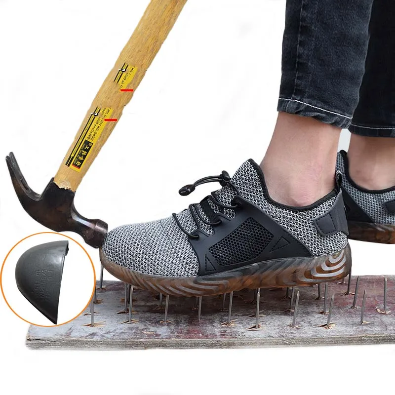 

sneakers Summer men mesh breathable mesh light and comfortable steel toe protective work shoes boots men safety shoes puncture-