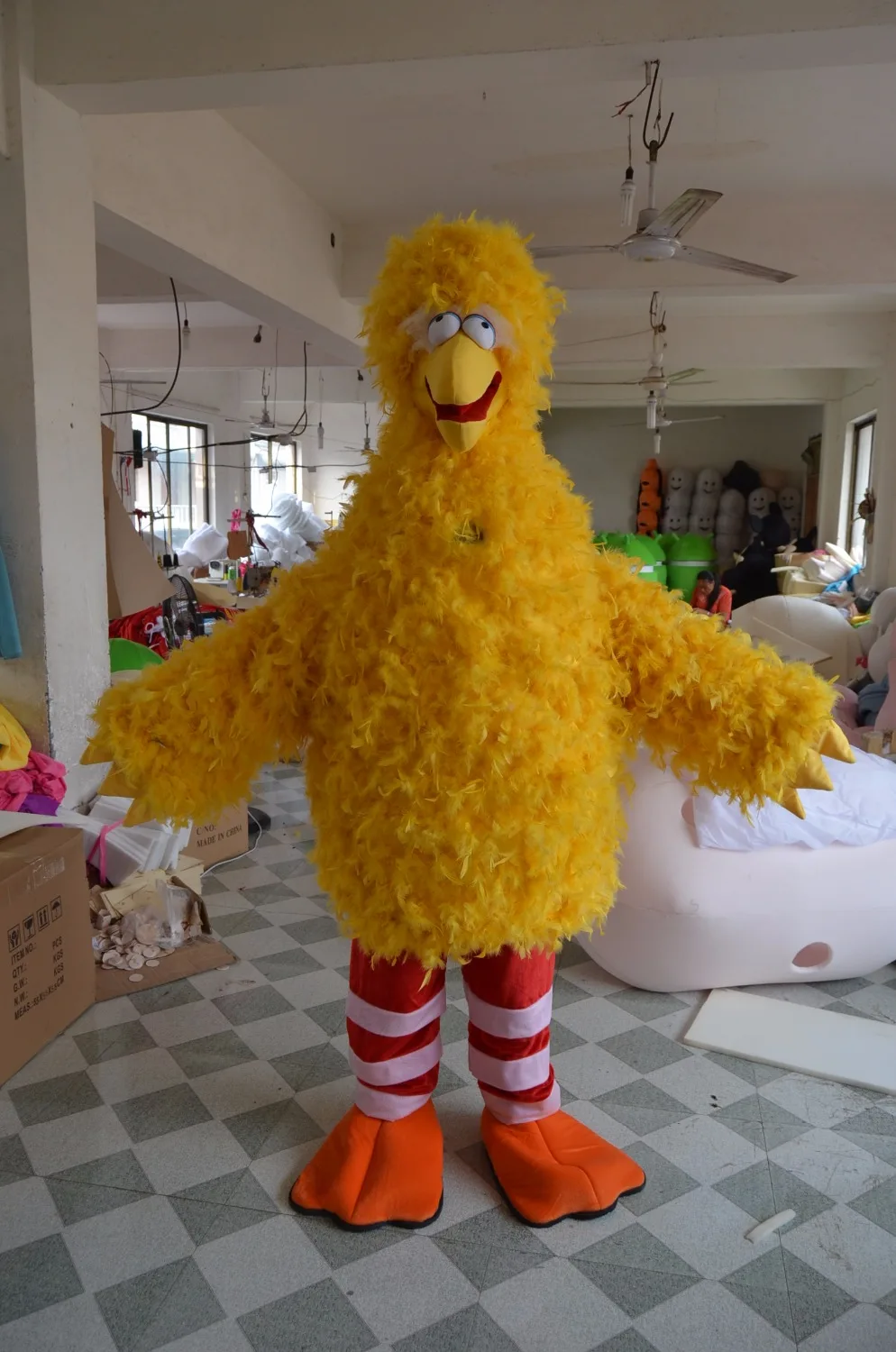 Hot Yellow Feather Sponge Body Adult Big Bird mascot costumes Halloween
