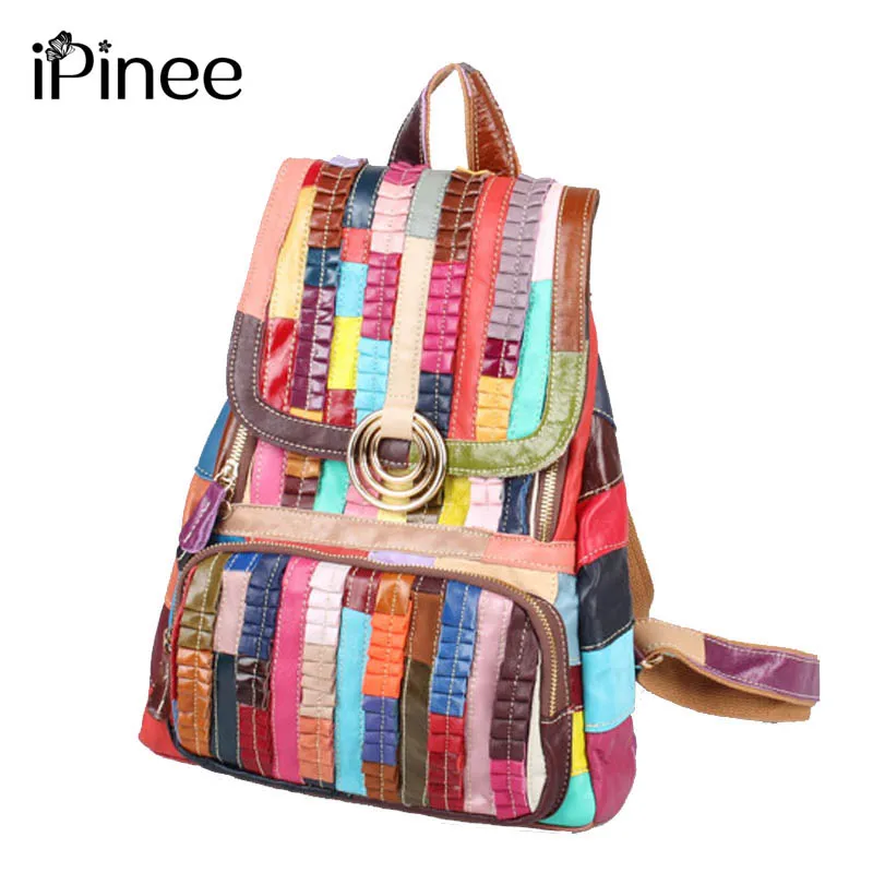

iPinee Fashion Genuine Leather Backpack Women Bags Preppy Style Backpack Girls School Bags Women's Back Pack