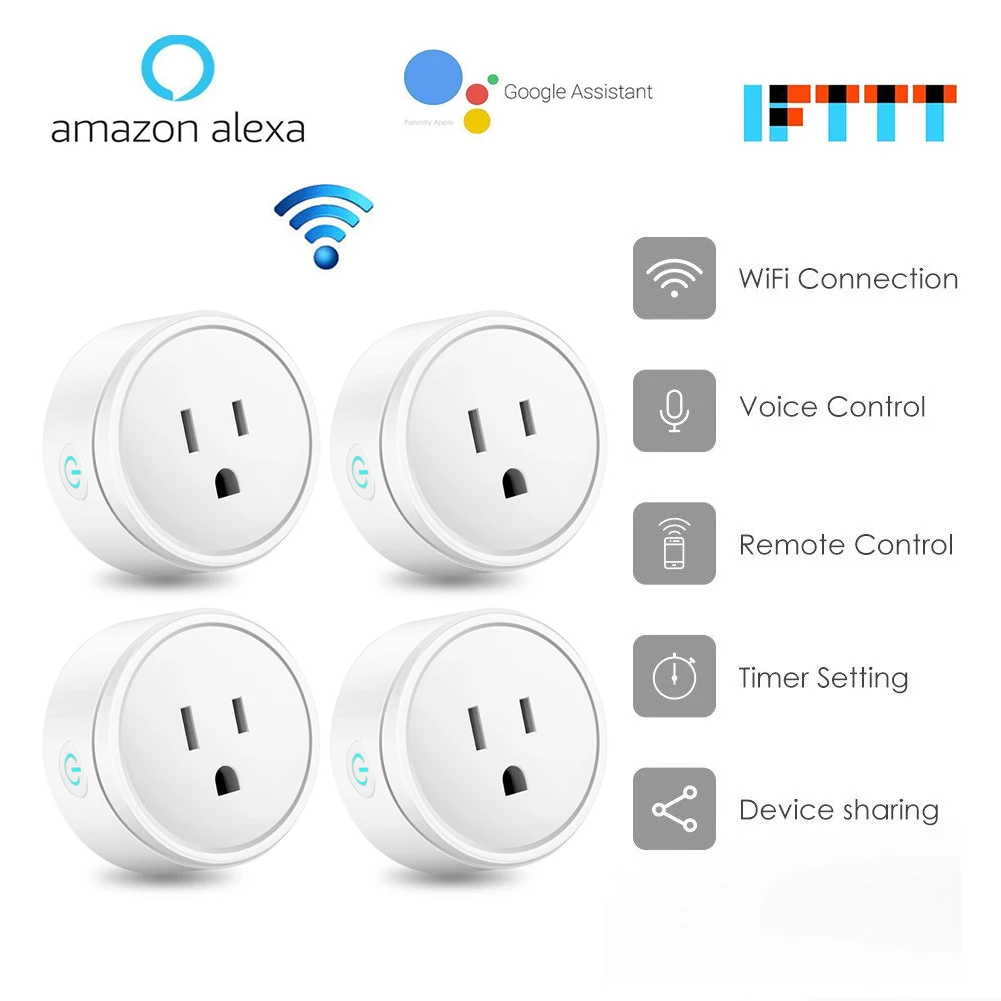 

US Plug Wifi Smart Home Plug Electrical Socket Switch Remote Control Kit Homekit WiFi Socket Compatible with Alexa Google Home