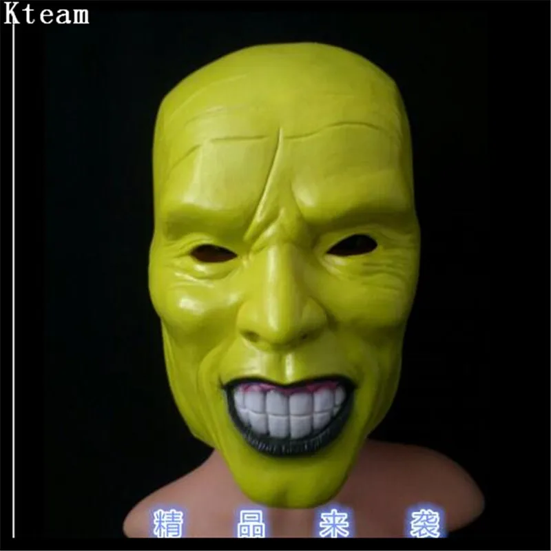 

Top Grade 100% Latex Famous Movie The Mask Jim Carrey Masks Halloween Adult Latex Mask Movie Cosplay Toy Props Party Fancy Dress
