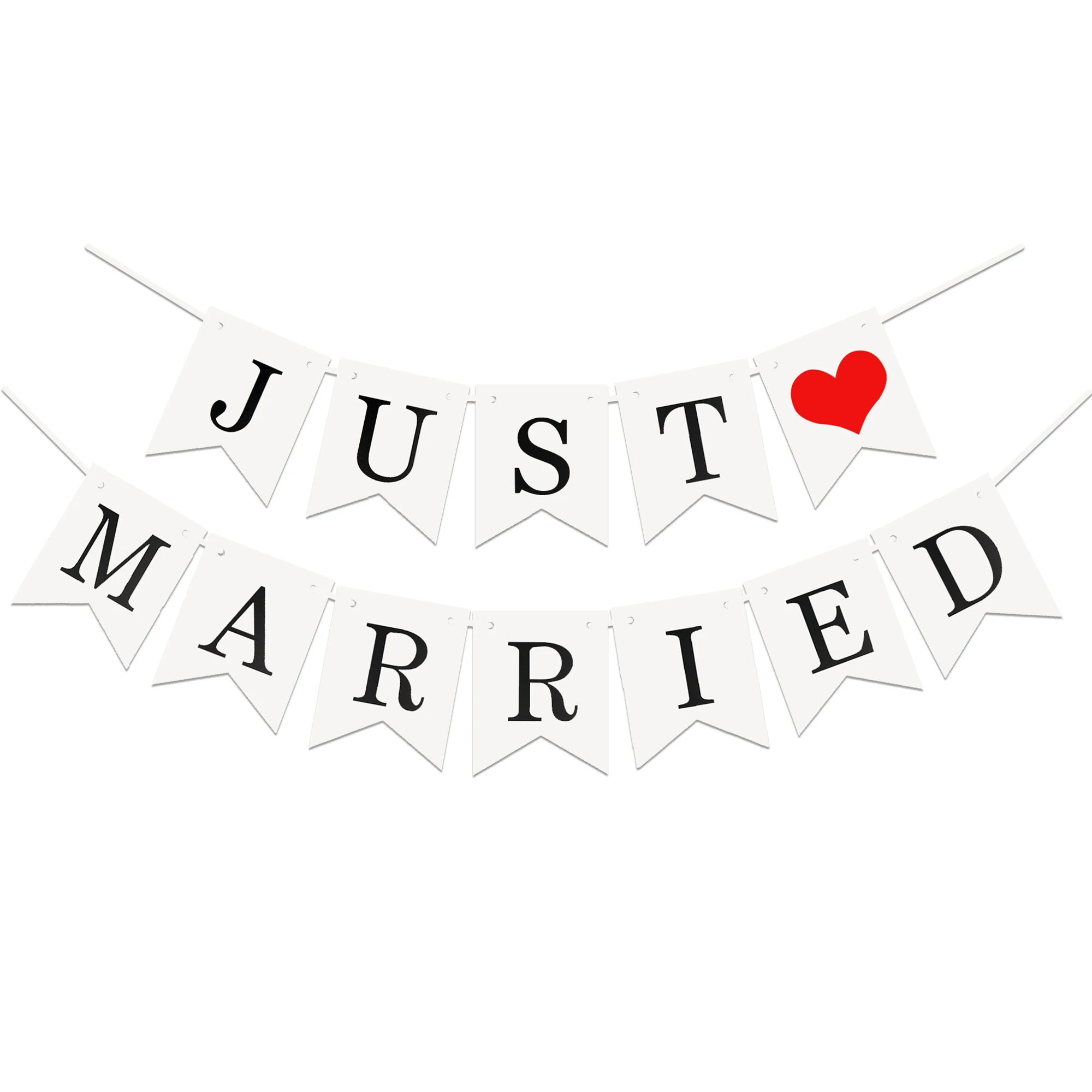 

3m JUST MARRIED Paper Banner Flag Ribbon Romatic Banner Car Sign for Wedding Bridal Shower Photo Booth Prop Party Decoration