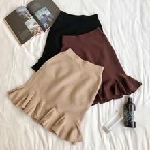 Новая Мини-Юбка Для Женщин Высокая талия Harajuku мини-юбки труба/Русалка плиссированная Студенческая юбка Женская#6893