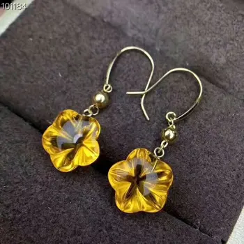 

shilovem 18k yellow gold Piezoelectric citrine drop earrings fine Jewelry women trendy wedding gift 10*10mm le101009agj