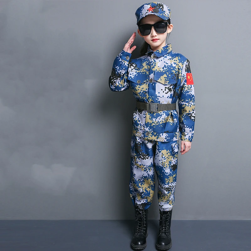Halloween Costumes for Kids Baby Girl Boy Military Army Suit Uniform Performan Clothing Camouflage Tactical Men Soldier School