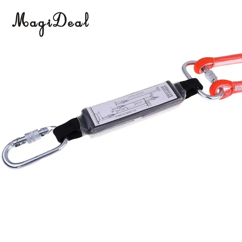 Safety Rock Climbing Fall Protection Shock Absorbing Lanyard Dual Leg Rope with Carabiner Outdoor Mountaineering Caving Rescue