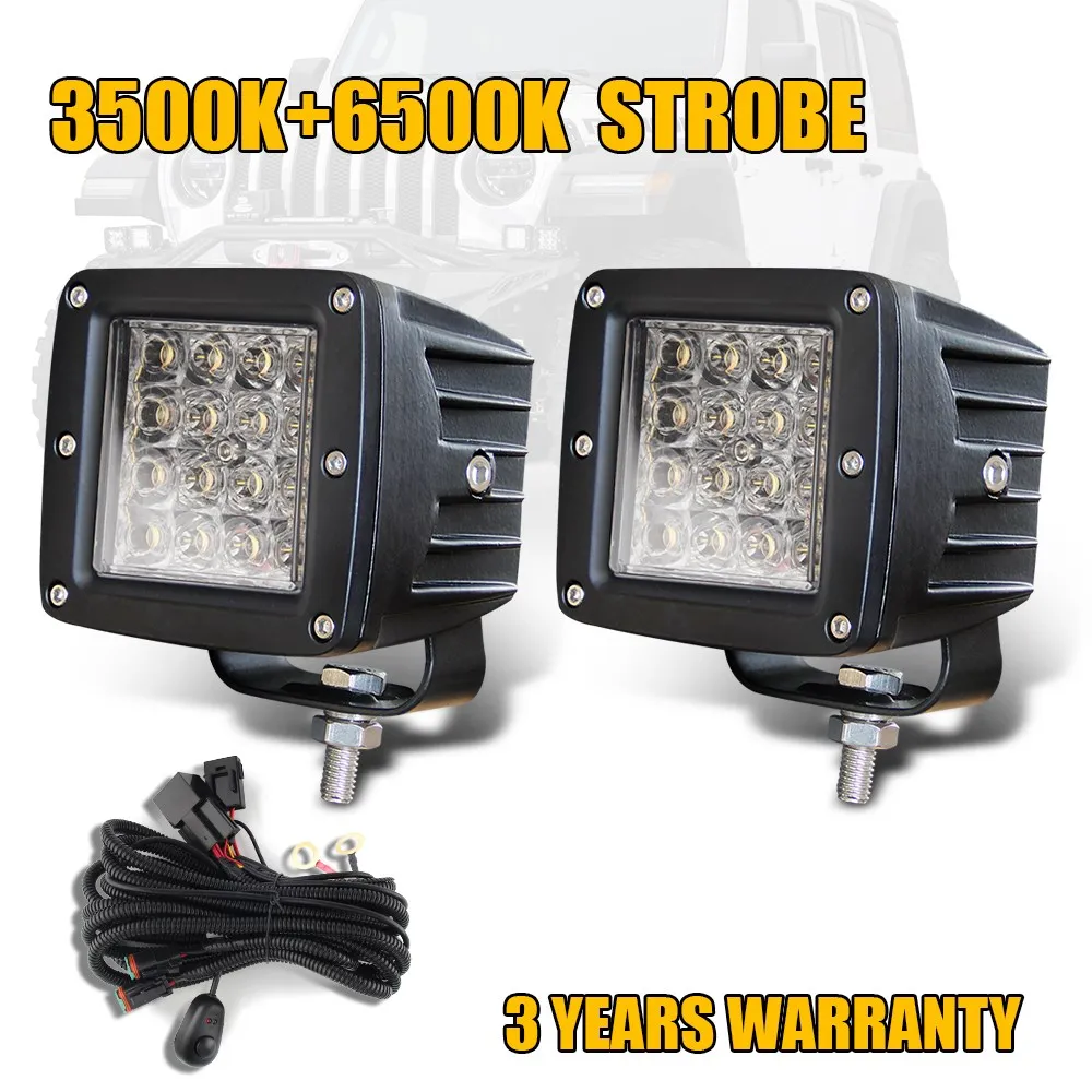 

CO LIGHT Offroad Fog Lights 24W Strobe Work Light 12D 3'' Daytime Running Lights for Auto Niva Jeep Wrangler Jk 4X4 Accessories