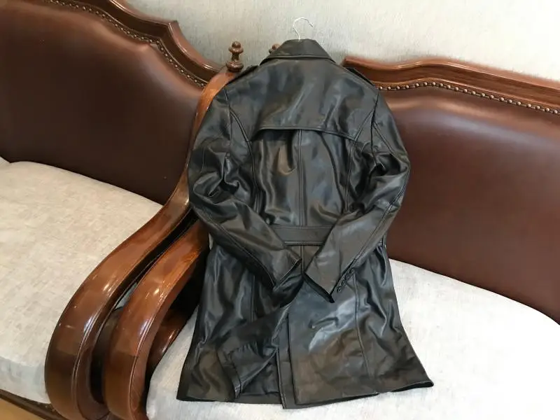 Excellent So tender!Only 37 pieces!Exported to Japan!Italy without coating lamb skin leather leather male long windbreaker 14