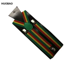 Новинка 2,5 см широкие регулируемые y-образные подтяжки зеленый желтый красный флаг Ямайки полосатые подтяжки Мужские Женские