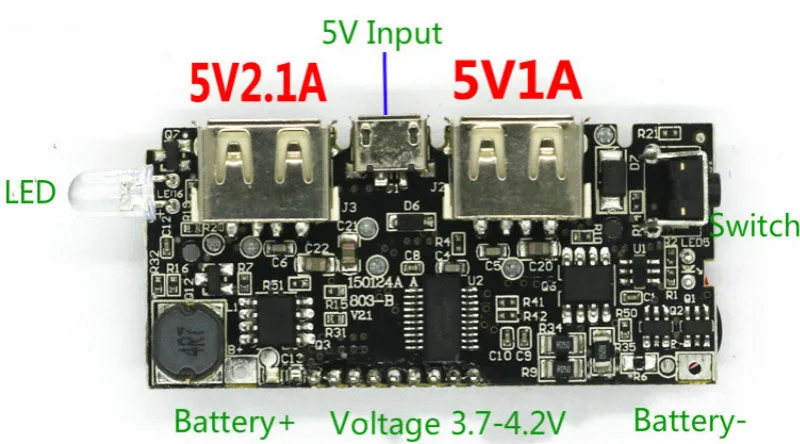 Цифровой ЖК-дисплей 5V 2A мобильный Мощность банк заряда Dual USB 18650 Литий Батарея Зарядное устройство доска Мощность Регулятор модуль печатной платы