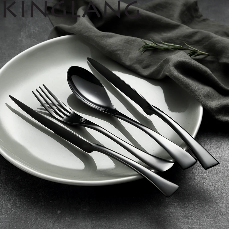 

Very nice black stainless steel dinner spoon set high quality western cultery