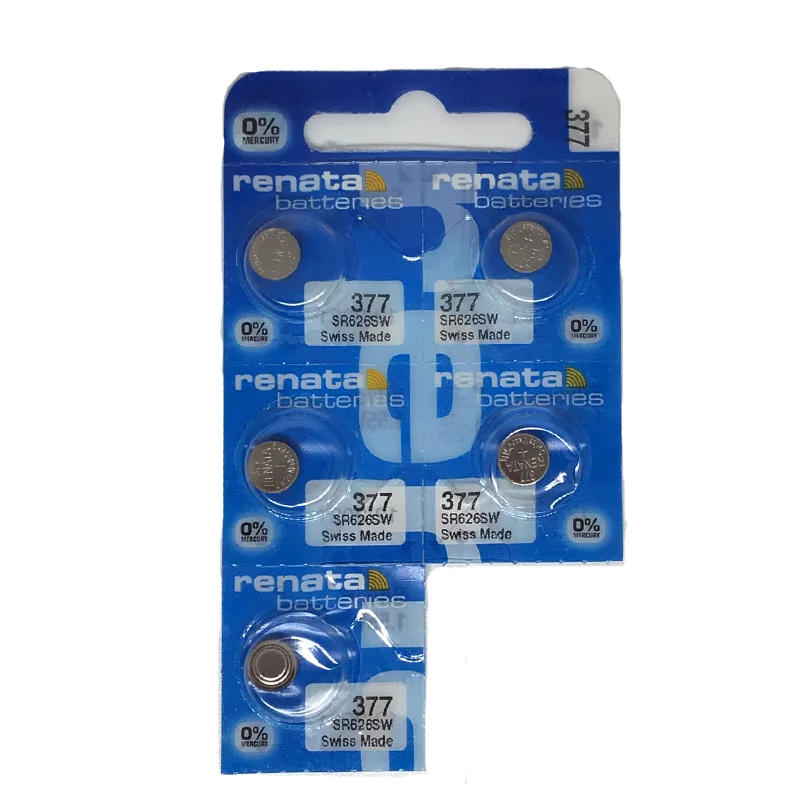 

5Pcs/Lot Renata 377 100% Original Brand New LONG LASTING SR626SW SR626 V377 Watch Battery Button Coin Cell Swiss Made