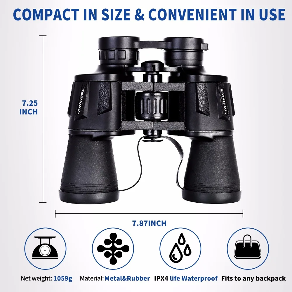 20X50 Zoom Binoculars Compact Folding Durable for Professional Traveler Wide Field of View, More Clear Great for Camping Hunting 20X50 Zoom Binoculars Compact Folding Durable for Professional Traveler Wide Field of View, More Clear Great for Camping Hunting