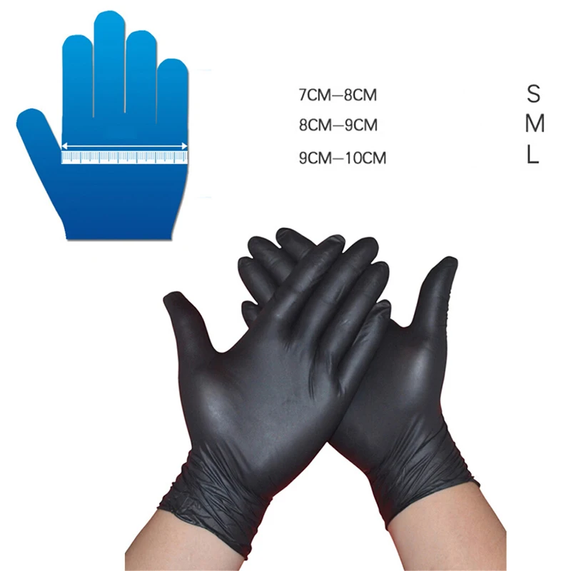 50 шт. 10 шт. латексные перчатки для татуировки L M S Одноразовые черные перманентные перчатки для татуировки хорошее качество