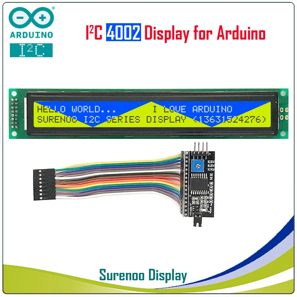 

Serial IIC / I2C / TWI 4002 402 40*2 Character LCD Module Display Yellow Green Blue with Backlight for Arduino