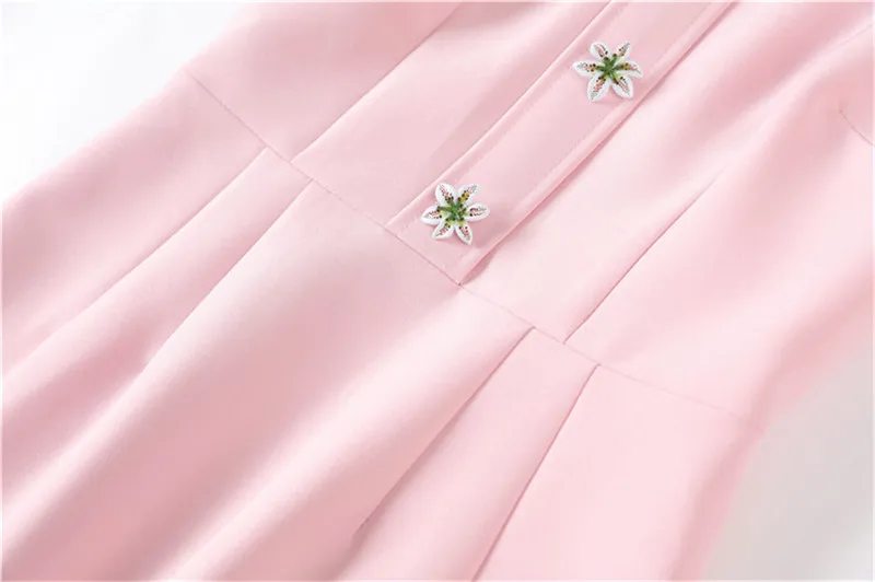 Элегантное розовое цветочное мини-платье трапециевидной формы с пуговицами летнее женское тонкое платье с воротником Питер Пэн дизайнерское платье для подиума