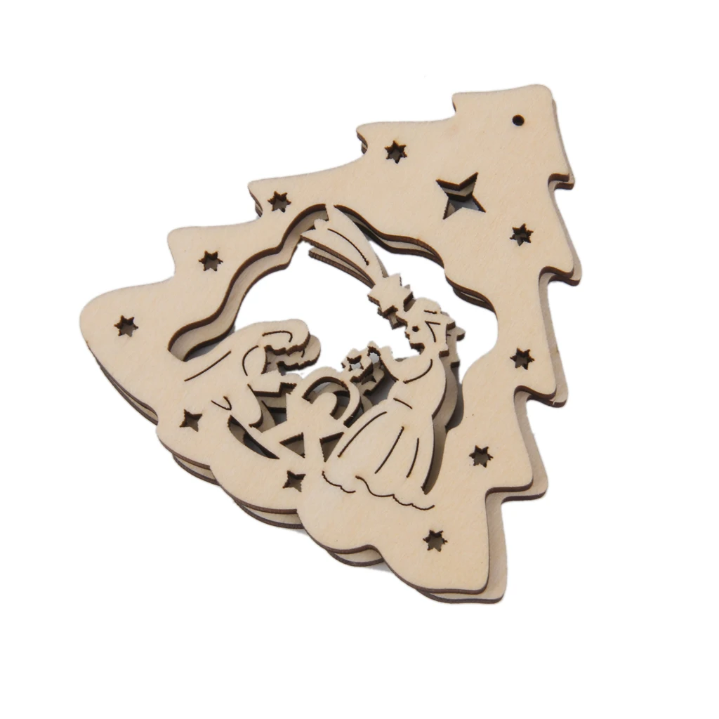 20x Blank Wood Nativity Christmas Tree Hanging Ornament Craft Tag w/ Strings