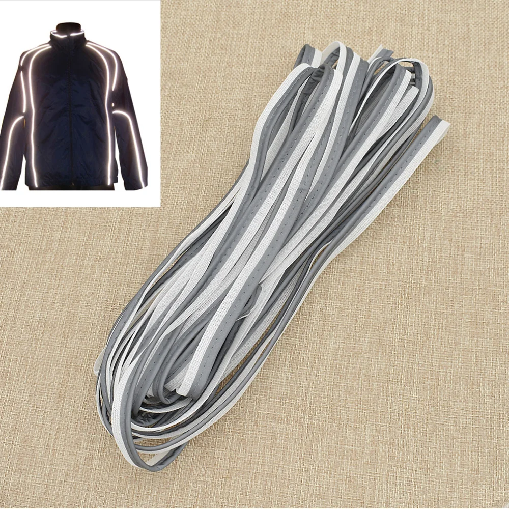 10 м яркий серебристый серый цвет светоотражающий материал ткань для DIY ремесло спортивное пальто брюки одежда швейный Декор ленты