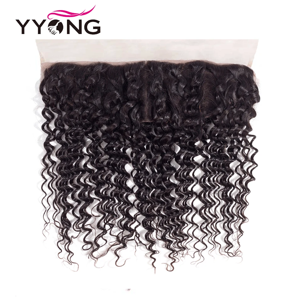 Yyong Brazilian Deep Wave Human Hair Lace Frontal Closure 13*4 Ear To Ear Free/Middle/Three Part Swiss Lace Remy Can Be Bleached