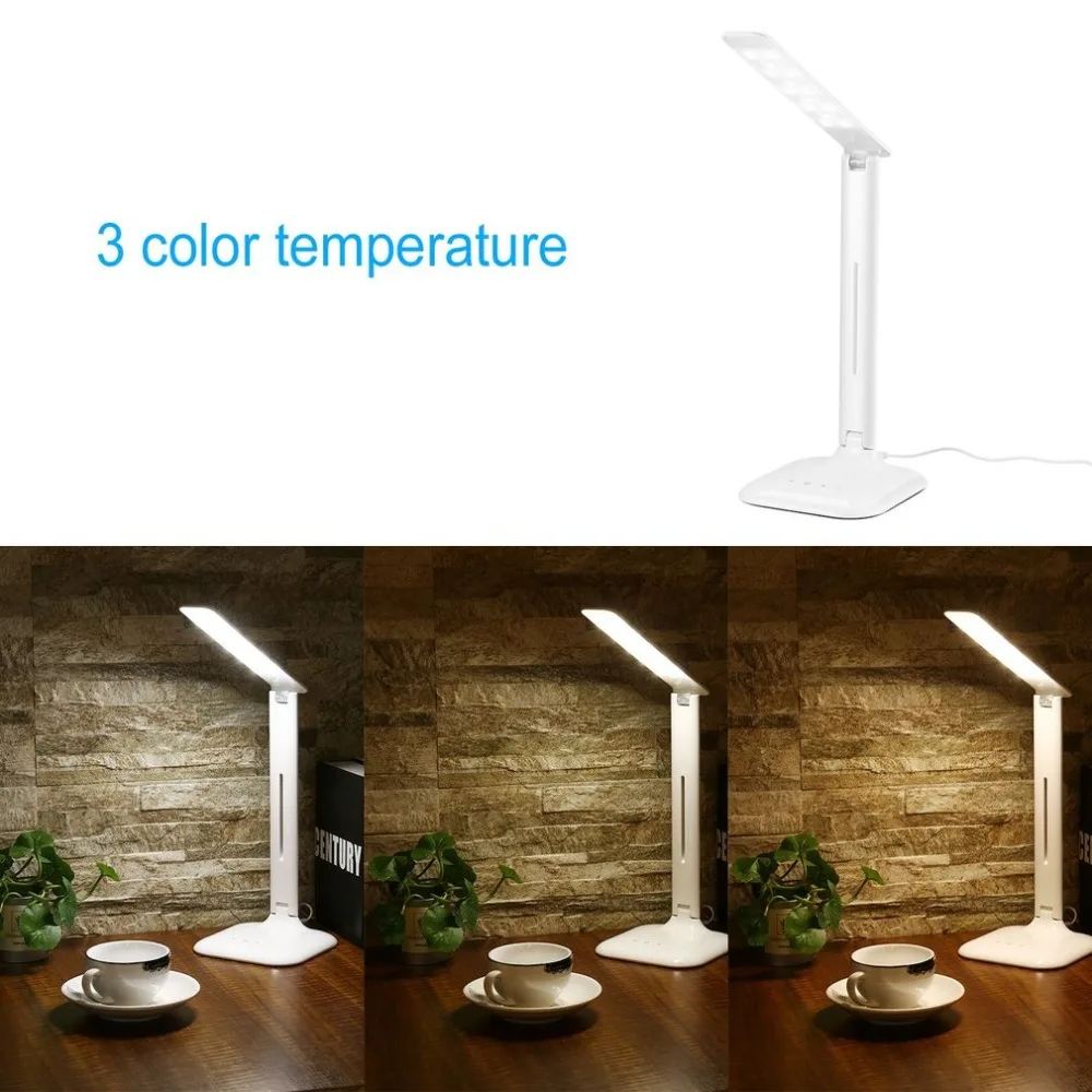 

ICOCO LED Desk Lamp with 5-Level Dimmer USB / Wall Charger Adjustable Dimmable Foldable Touch Control Eye Protection 4W