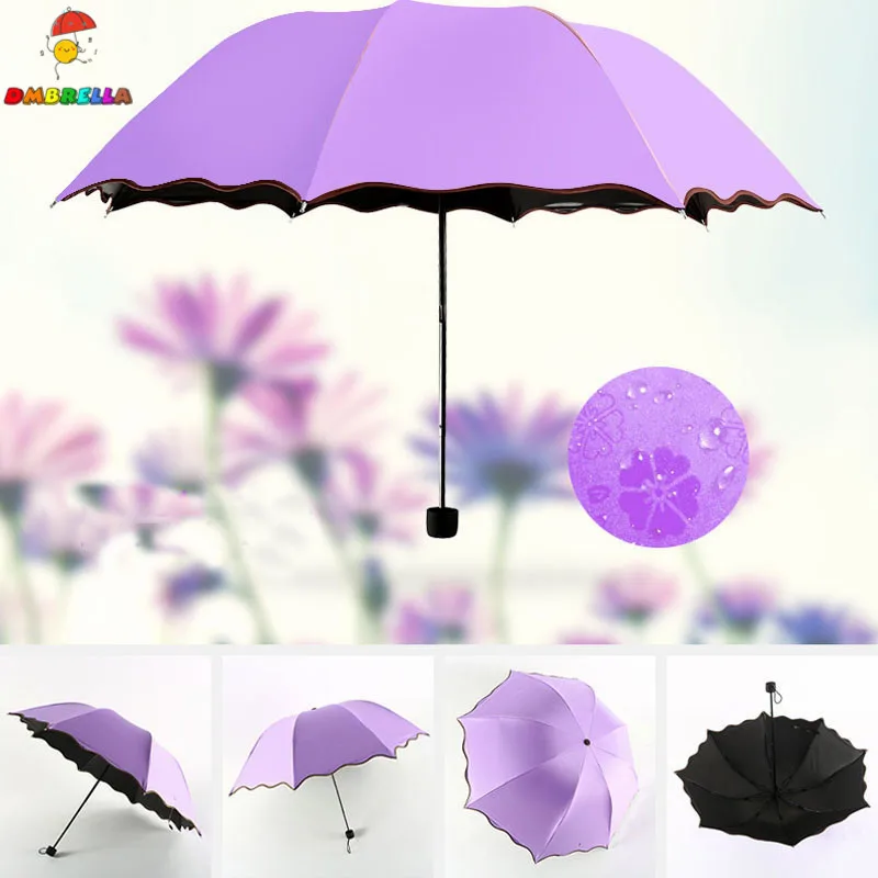 

DMBRELLA Color Changing Umbrella Water-borne Flowering Girl Princess Parasol Sun Rain Mini Foldable Umbrella Gift DM007