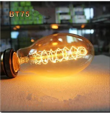 Подвесной светильник в стиле ретро st64 vintage edison bulb DIY веревка кулон E27 накаливания углеродной лампы 110v 220v отпуске огни лампы накаливания лампада - Цвет: BT75Z Spirai