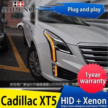 

Hireno Headlamp for Cadillac XT5 2016-2018 Headlight Headlight Assembly LED DRL Angel Lens Double Beam HID Xenon 2pcs