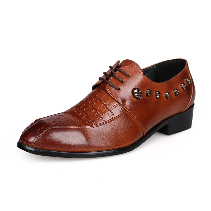 Skull Rivets Alligator Leather Shoes Men Oxfords Shoes For Men Dress