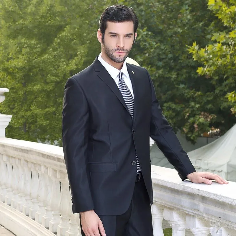 

2015 New Style Grooms Wedding Suits 2 Pieces Suit Dark Gray Mens Formal Tuxedos (Jacket+Pants+tie)